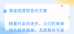 真皮斑提取音乐文案