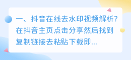 抖音在线解析去水印解析(抖音在线解析去水印视频解析)