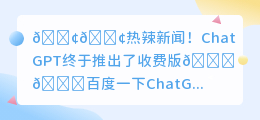 ChatGPT推出收费版