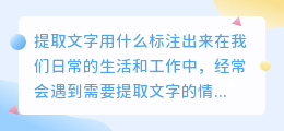 提取文字用什么标注出来