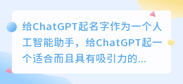 给ChatGPT起名字