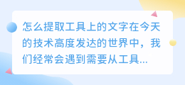 怎么提取工具上的文字
