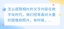 怎么提取相片的文字内容