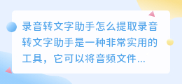 录音转文字助手怎么提取