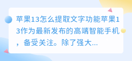 苹果13怎么提取文字功能