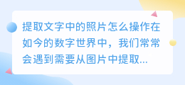 提取文字中的照片怎么操作