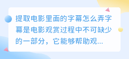 提取电影里面的字幕怎么弄