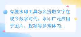 有脱水印工具怎么提取文字