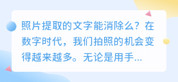 照片提取的文字能消除么