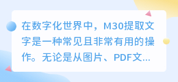 m30提取文字怎么操作