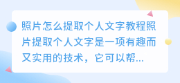 照片怎么提取个人文字教程