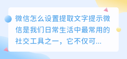 微信怎么设置提取文字提示