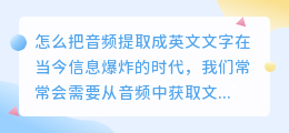 怎么把音频提取成英文文字