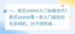 拍摄短视频索尼入门 索尼拍短视频用什么相机