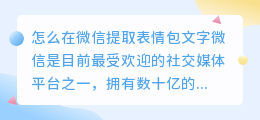 怎么在微信提取表情包文字