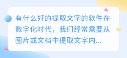 有什么好的提取文字的软件