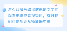 怎么从播放器提取电影文字