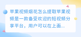 苹果视频烟花怎么提取