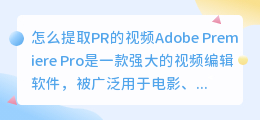 怎么提取pr的视频