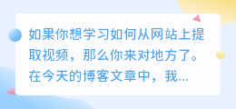 怎么从网站提取视频