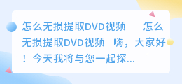 怎么无损提取DVD视频