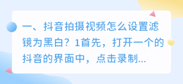 抖音拍摄视频怎么设置滤镜为黑白?
