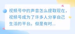 视频号中的声音怎么提取