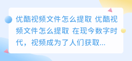 优酷视频文件怎么提取