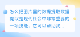 怎么把图片里的数据提取