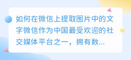 微信上图片怎么提取字