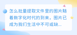 怎么批量提取文件里的图片