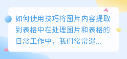 图片怎么提取到表格里去