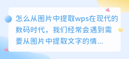 怎么从图片中提取wps