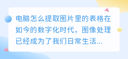 电脑怎么提取图片里的表格