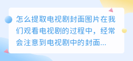 怎么提取电视剧封面图片