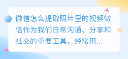 微信怎么提取照片里的视频