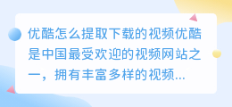 优酷怎么提取下载的视频