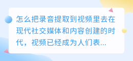 怎么把录音提取到视频里去