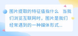 图片提取的特征值指什么