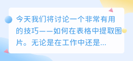 怎么把表格里图片提取出来