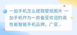一加手机怎么提取壁纸图片