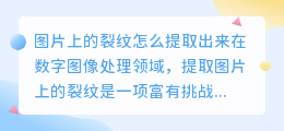 图片上的裂纹怎么提取出来