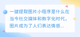 一键提取图片小程序是什么