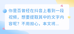 怎么提取抖音里文字呢视频
