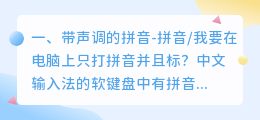 带声调的拼音-拼音/我要在电脑上只打拼音并且标?