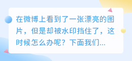 怎么去微博图片水印