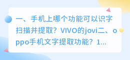 手机上哪个功能可以识字扫描并提取?