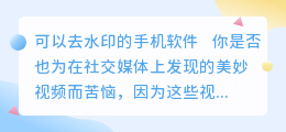 可以去水印的手机软件