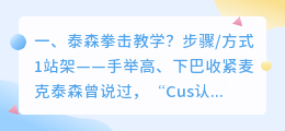 泰森拳击动作解析视频 泰森拳击风格?