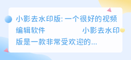 小影去水印版